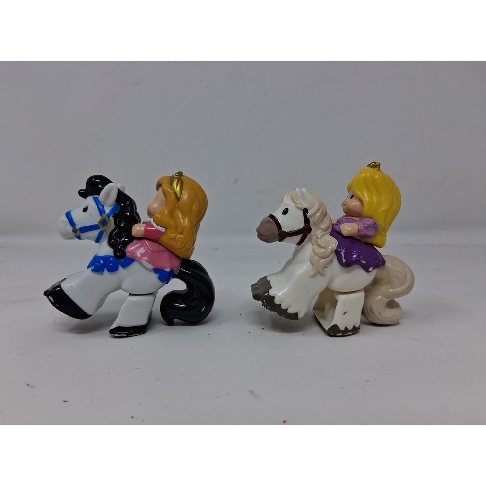 Lot of 2 Fisher Price Litle People Klip Klop Horses Rapunzel & Princess Aurora Q